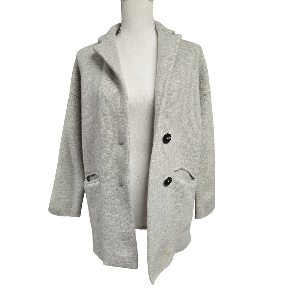 Madewell 100% Merino Wool Cardigan Sweater Jacket Gray Button Front Blazer XXS